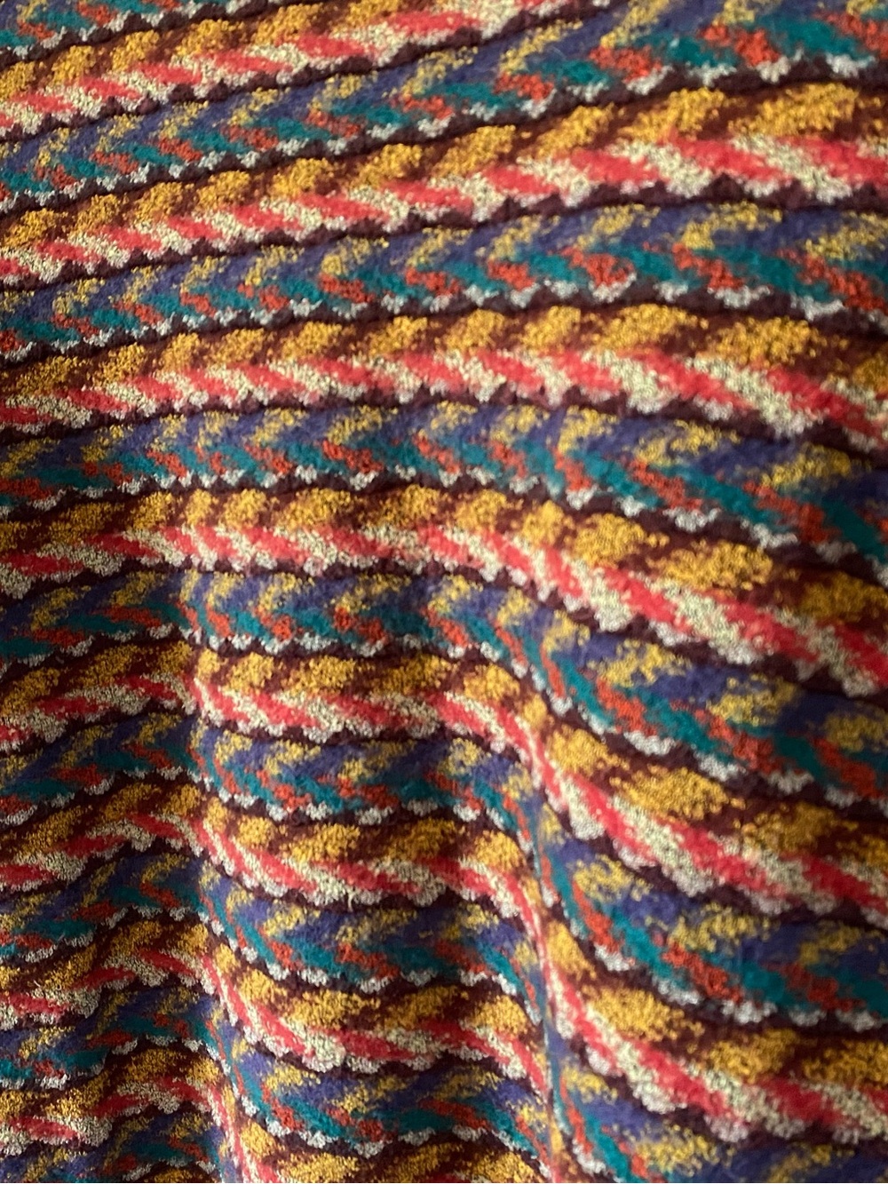 Vintage 90s Missoni Sport Multicolor Wave-Pattern Crewneck Cropped Boxy Sweater - Picture 4 of 14